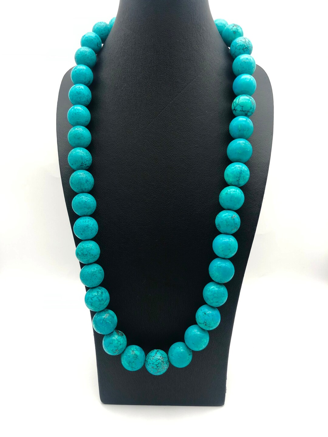 Blue Compress Turquoise 14 Mm Round Beaded Necklace for Men and Women ...