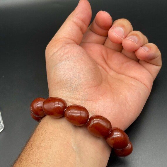Genuine Brown Vintage Bakelite Round 18 Mm Beaded Bracelet