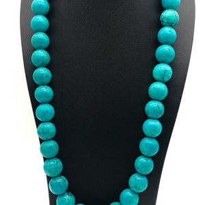 Blue Compress Turquoise 14 Mm Round Beaded Necklace for Men and Women ...