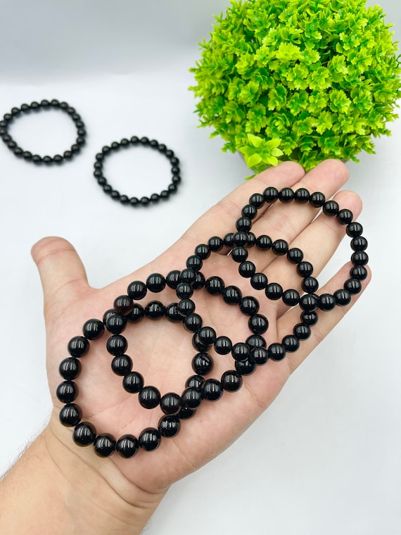 【AEKKI】Winner Onyx Natural Stone Bracelet (約6mm) Natural Ned 6mm Round Gemstone Bracelet Black Onyx – STEEL