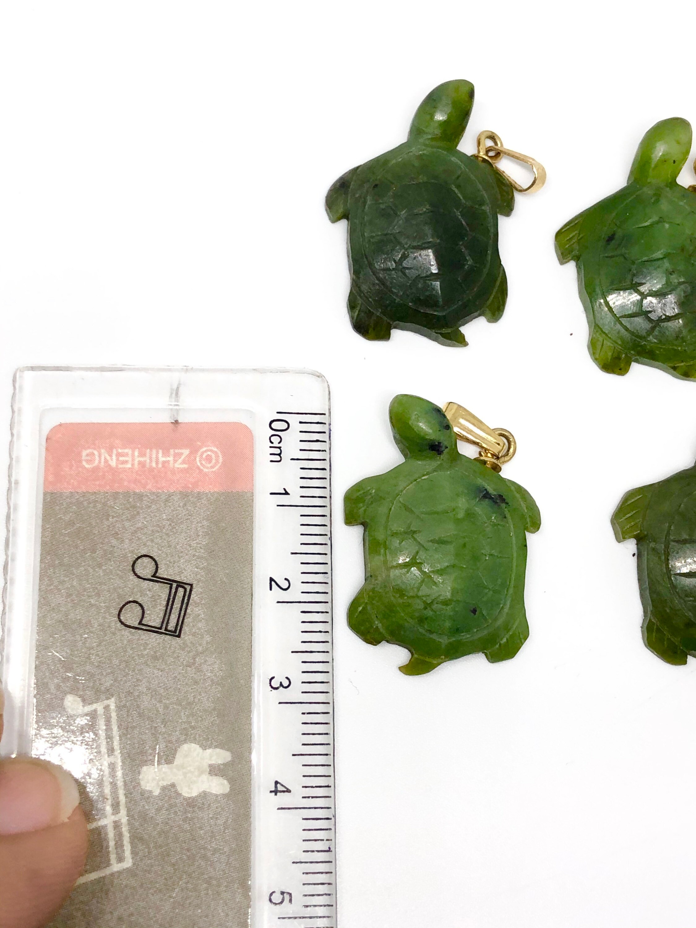 Natural Green Nephrite Jade Turtle Stud Earrings – Genuine Gemstone, No Metal