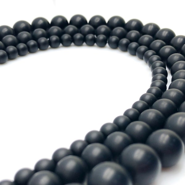 Natural Matte Black Onyx Beads 6mm 8mm 10mm Genuine Natural Stones 15.5” Full Strand Wholesale