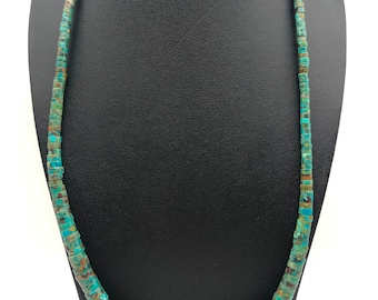 Natural Green Turquoise Necklace  56 cm  Long  4.5 mm-9.5 mm Size of Tire Shape Necklace Top Quality Arizona USA Turquoise