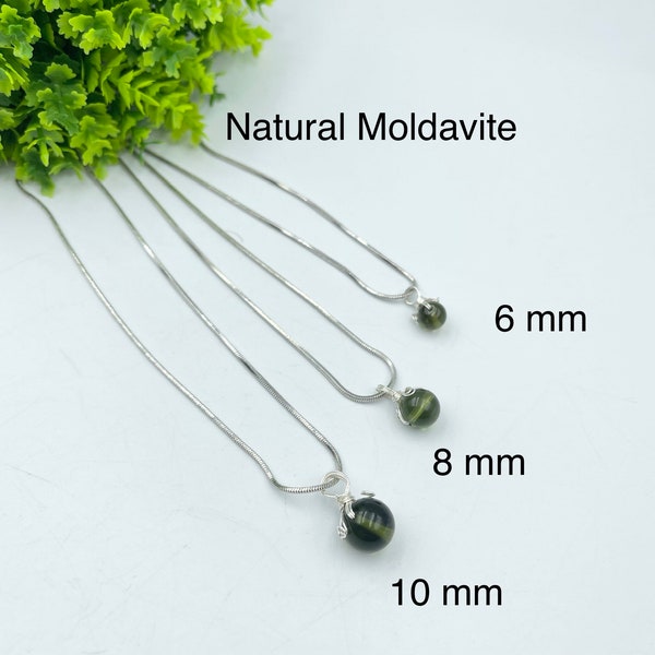 100% Natural Moldavite Pendant/ genuine Moldavite tektite /Moldavite Pendent 6,8,10 mm Size from Czech Republic with Free Chain