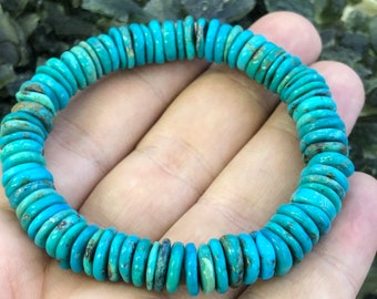 100% Natural Arizona Turquoise Bracelet Roundel Shape Sleeping Beauty Turquoise Bracelet Natural Turqoise Jewellery