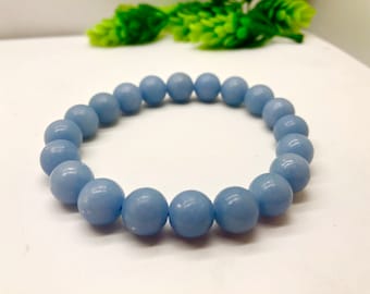 Natural Angelite Stone Round  Beads Bracelets from Peru Angelite Stone Bead 6mm 8mm 10 mm