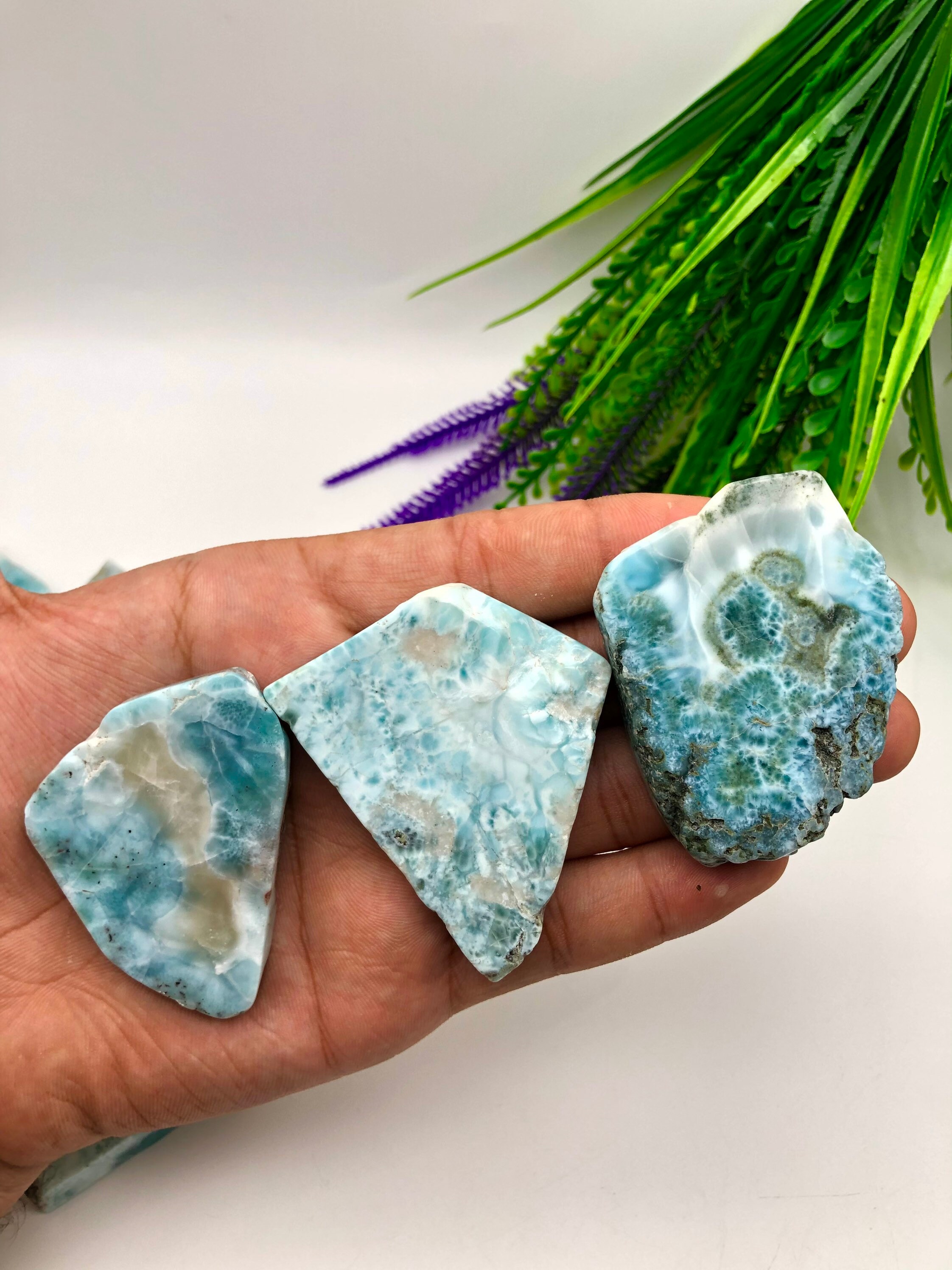 Rough Larimar Stone Slices / Natural Larimar Slabs/ Blue Larimar