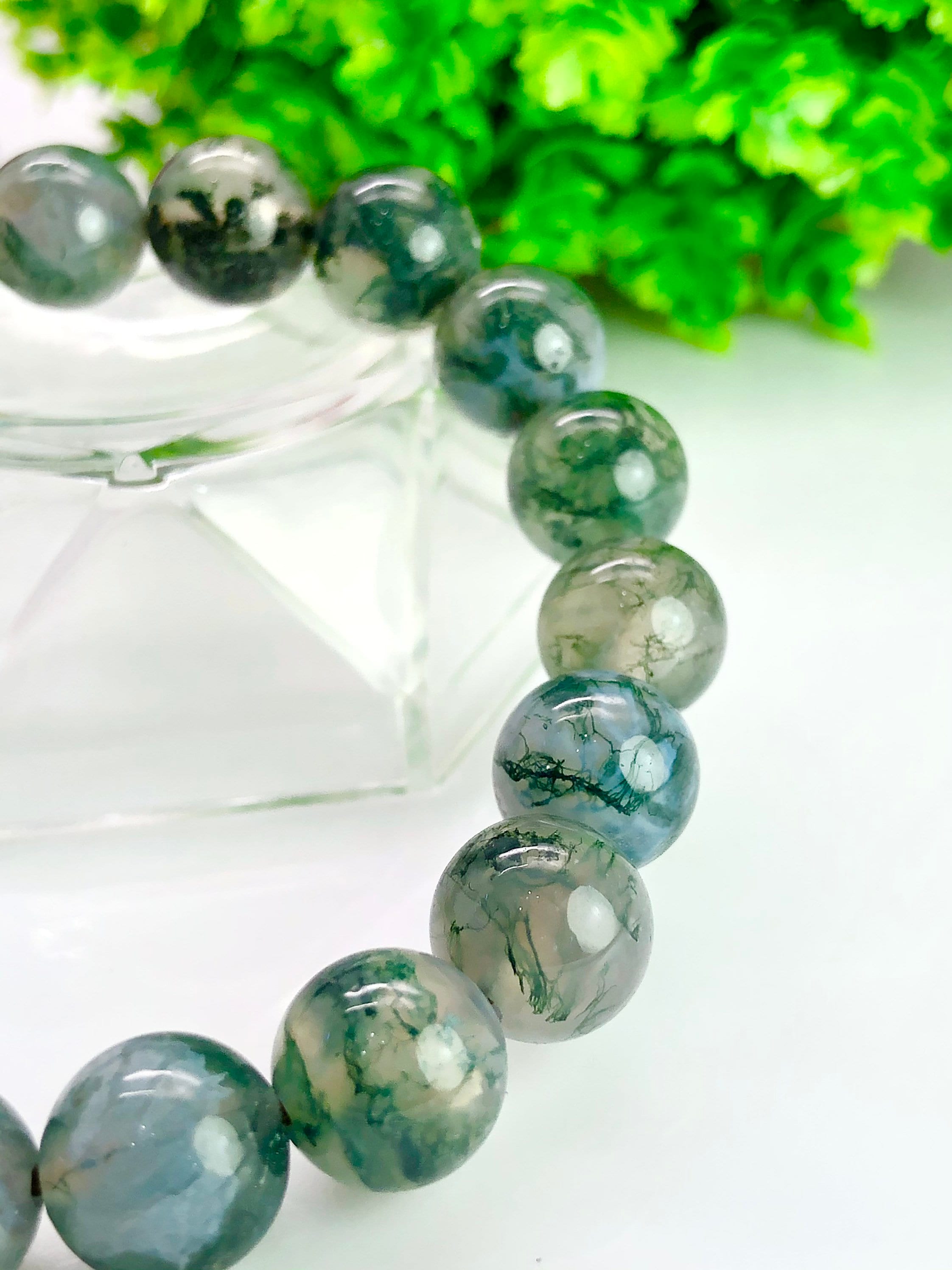 100% Natural Moss Agate Bracelet High Quality 8, 10 Mm Size