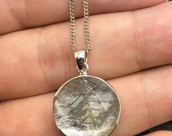 Genuine Gibeon Meteorite 925 Silver Round Pendent- 20 mm Gibeon Meteorite Healing Meteorite Jewellery