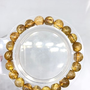 Natural Golden Rutilated Quartz Round Beaded Bracelet for Men and women available in 6 mm 8 mm 10 mm 12 mm image 3