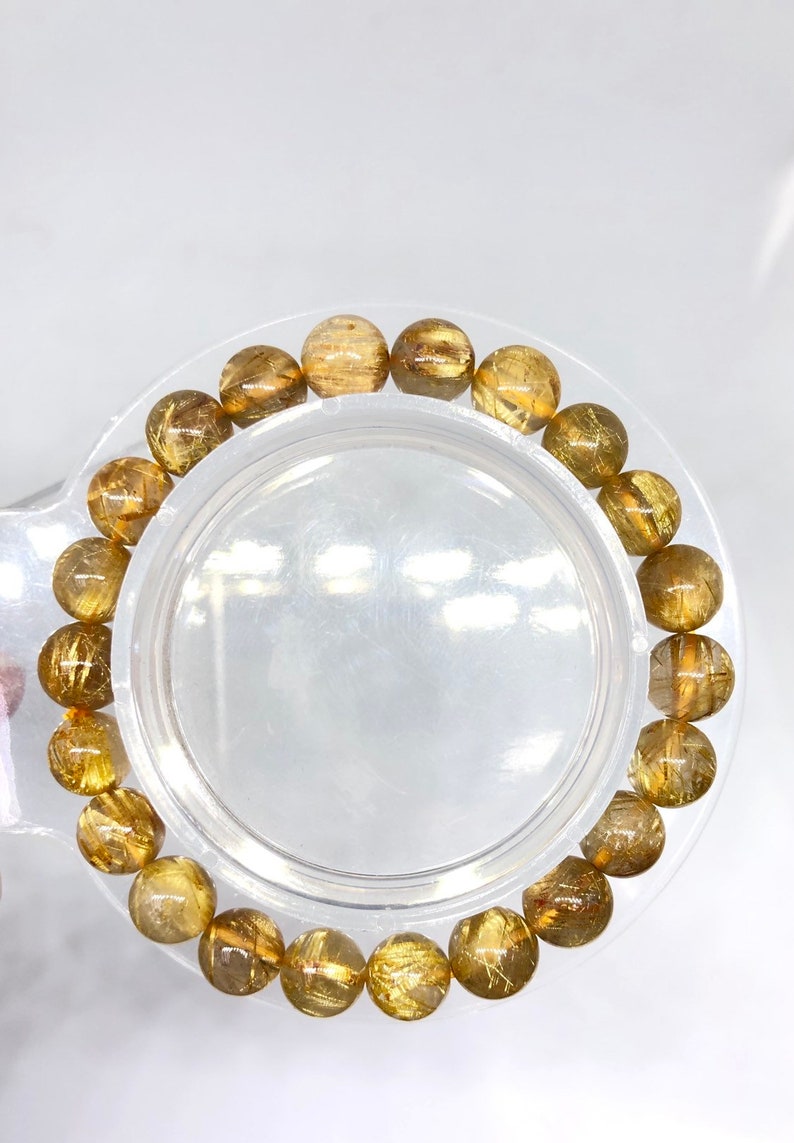 Natural Golden Rutilated Quartz Round Beaded Bracelet for Men and women available in 6 mm 8 mm 10 mm 12 mm image 3