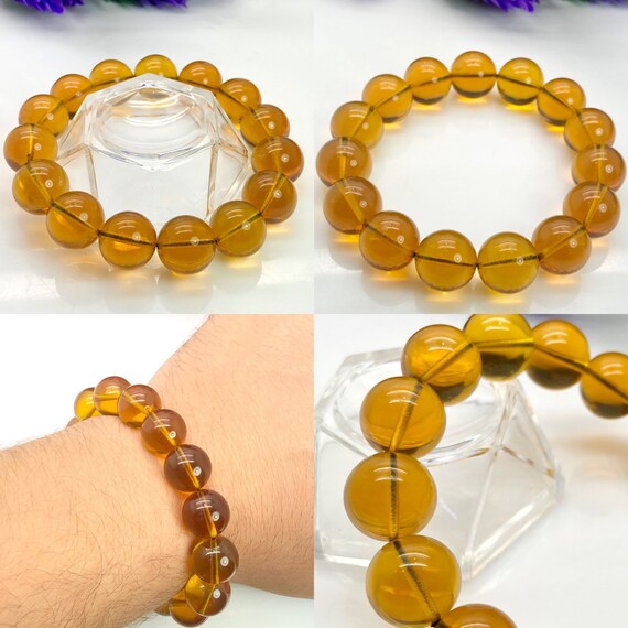 Bracelet Vintage En Bakélite Jaune - Taille Medium, Bon état D'usage, Occasion