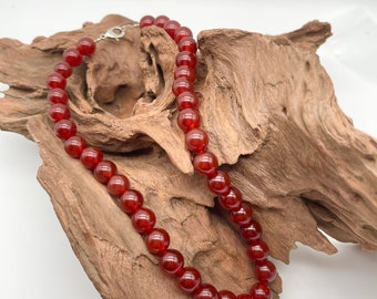 Natural Carnelian Agate Round Beaded Necklace Available in 6 mm 8 mm 10 mm Necklace for men and women