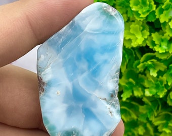 Rough Larimar Stone Slices / Natural Larimar Slabs/ 20-60 g size Blue Larimar Plates for making Jewelry
