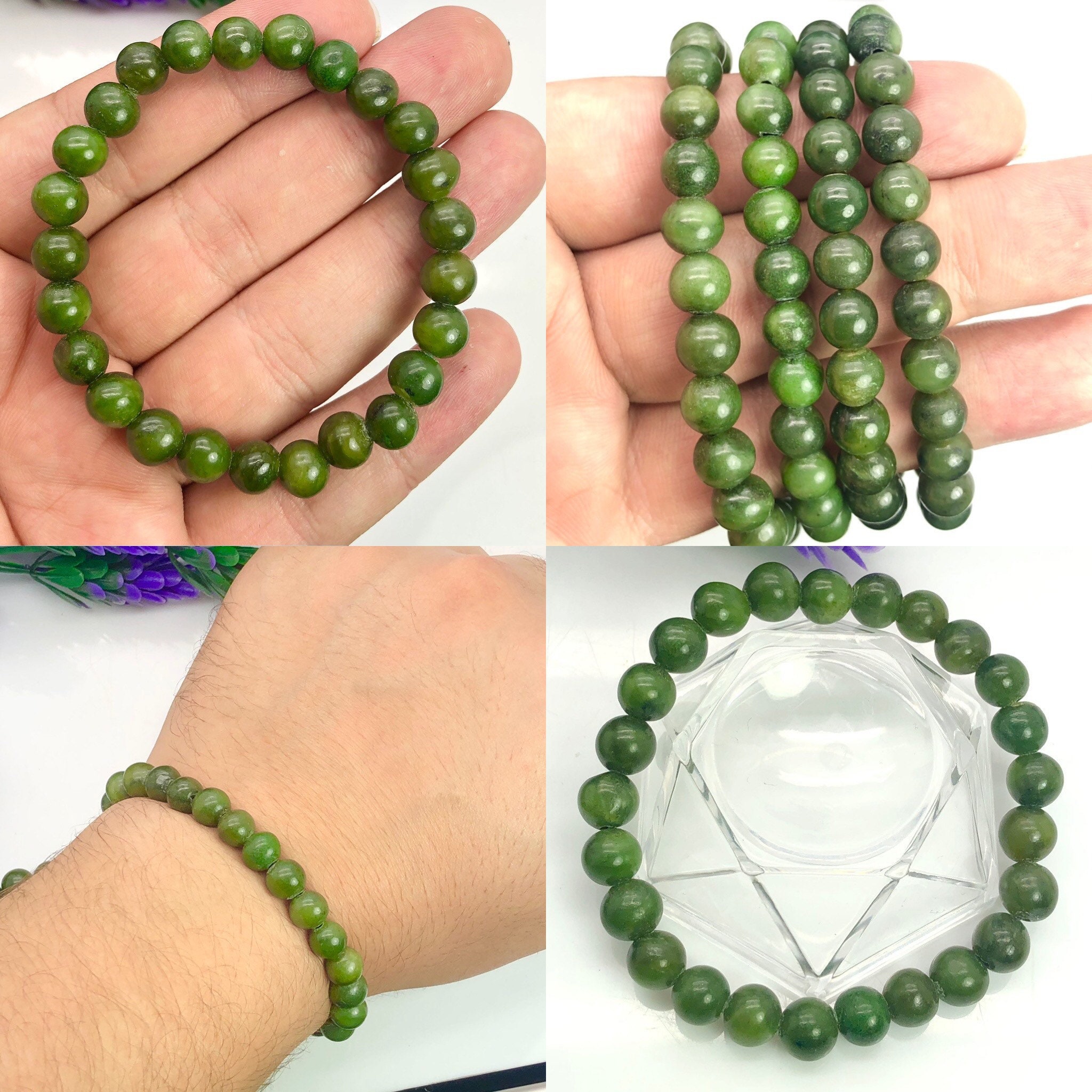 Pulsera de jade verde natural para el hombre y la mujer