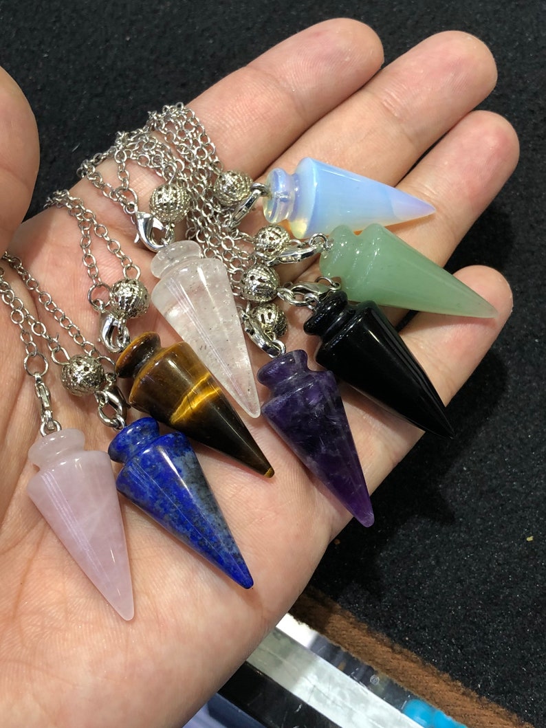 Pendulum of Natural Stone for Healing Reiki Crystal Pendulum Etsy