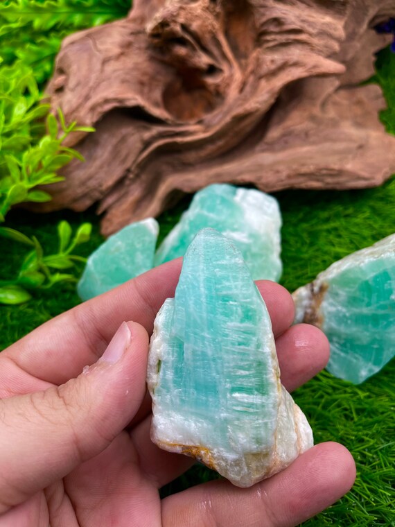 Natural Blue Green Calcite Rough Stone Real Beautiful