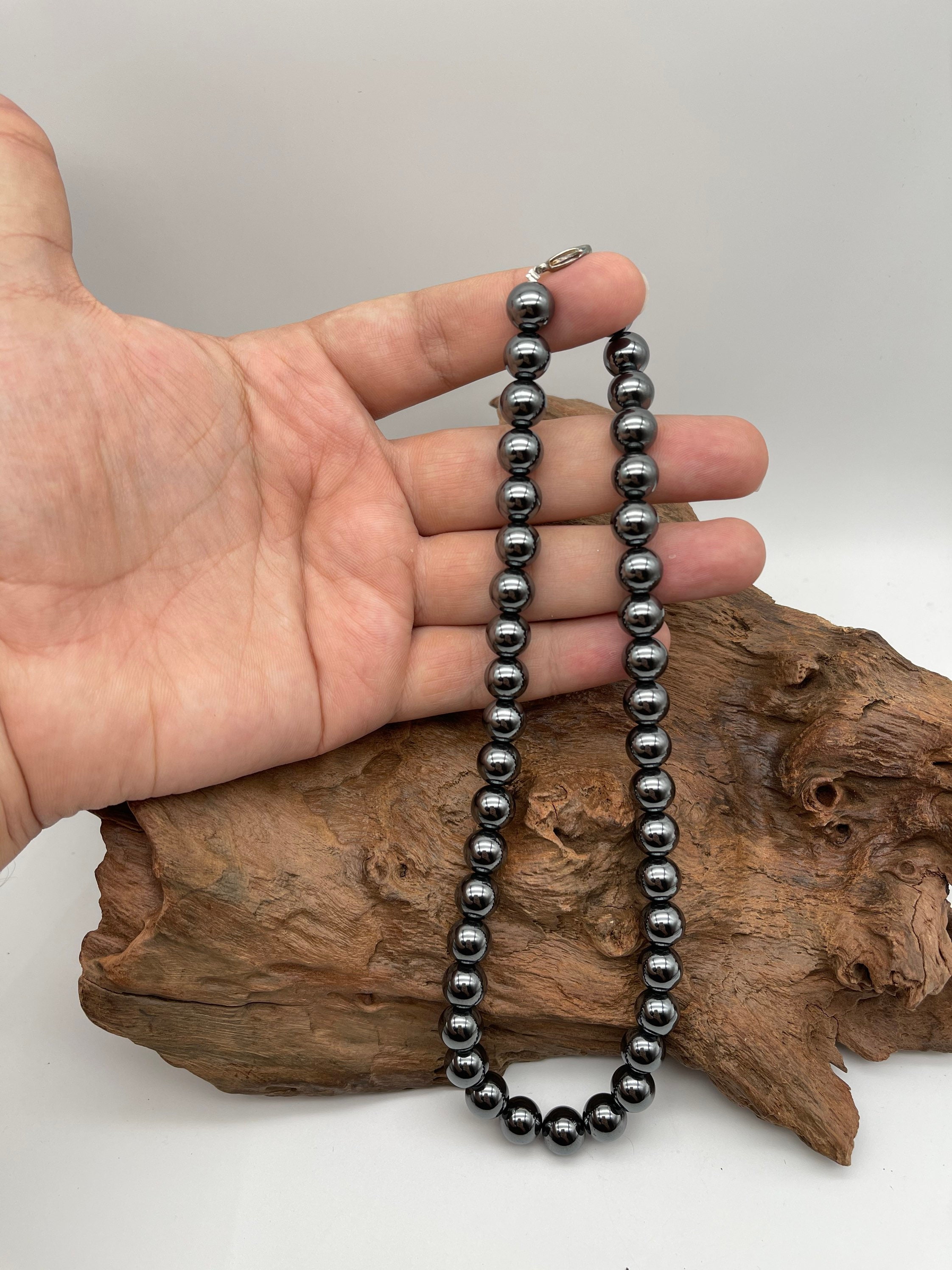 BRCbeads Perle Ematite Naturale 6mm - 60 Pezzi Per Creazione Gioielli Fai-da-Te, Infilate Su 1 Filo