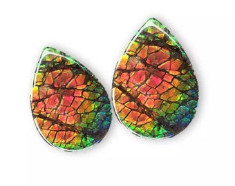 1 Pc Natural Rare Canadian Ammolite Opal Cabochon / Ammolite Opal cabs for making Jewelry / Pick Randomly  Ammolite multi fire AAA quality