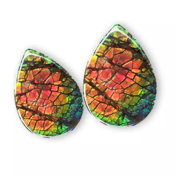 1 Pc Natural Rare Canadian Ammolite Opal Cabochon / Ammolite Opal cabs for making Jewelry / Pick Randomly  Ammolite multi fire AAA quality