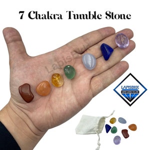 Naturlig bästa sten 7 chakra set polerad trumlad chakra sten set för gåva och helande