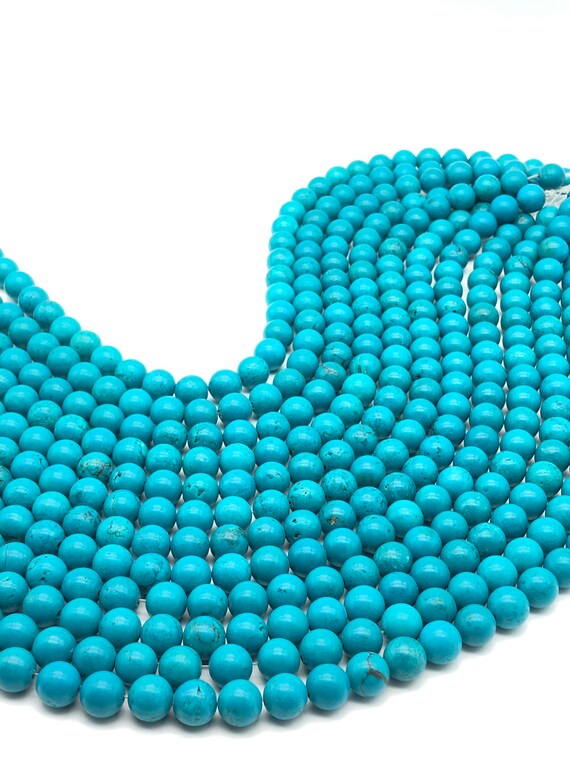 Collar De Cuentas De Turquesa Natural Azul - 18 Pulgadas, Cuentas De 8/10/12 Mm - Cierre De Gancho
