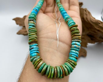Natural Green Blue Turquoise Donut Necklace, Kingman Arizona USA AAA Grade