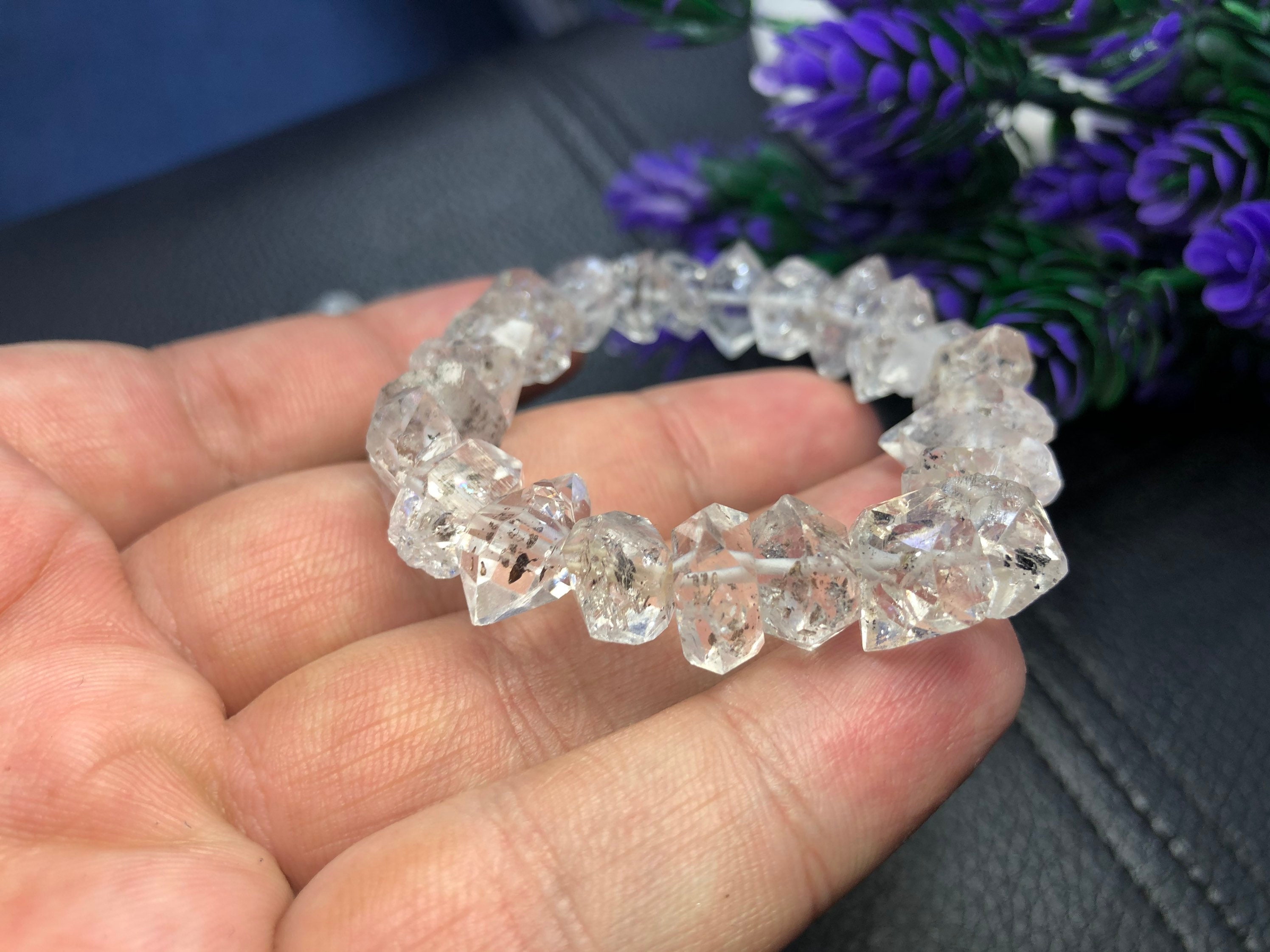 天然ハーキマーダイヤモンドクォーツブレスレット 輝く