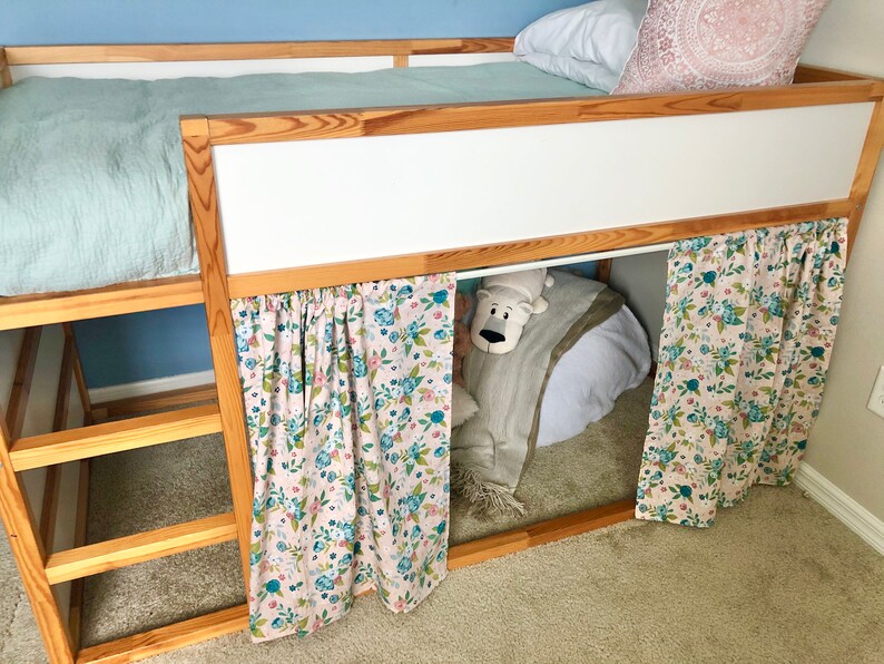 Pink Floral Curtains for Ikea Kura Bunk Bed Etsy