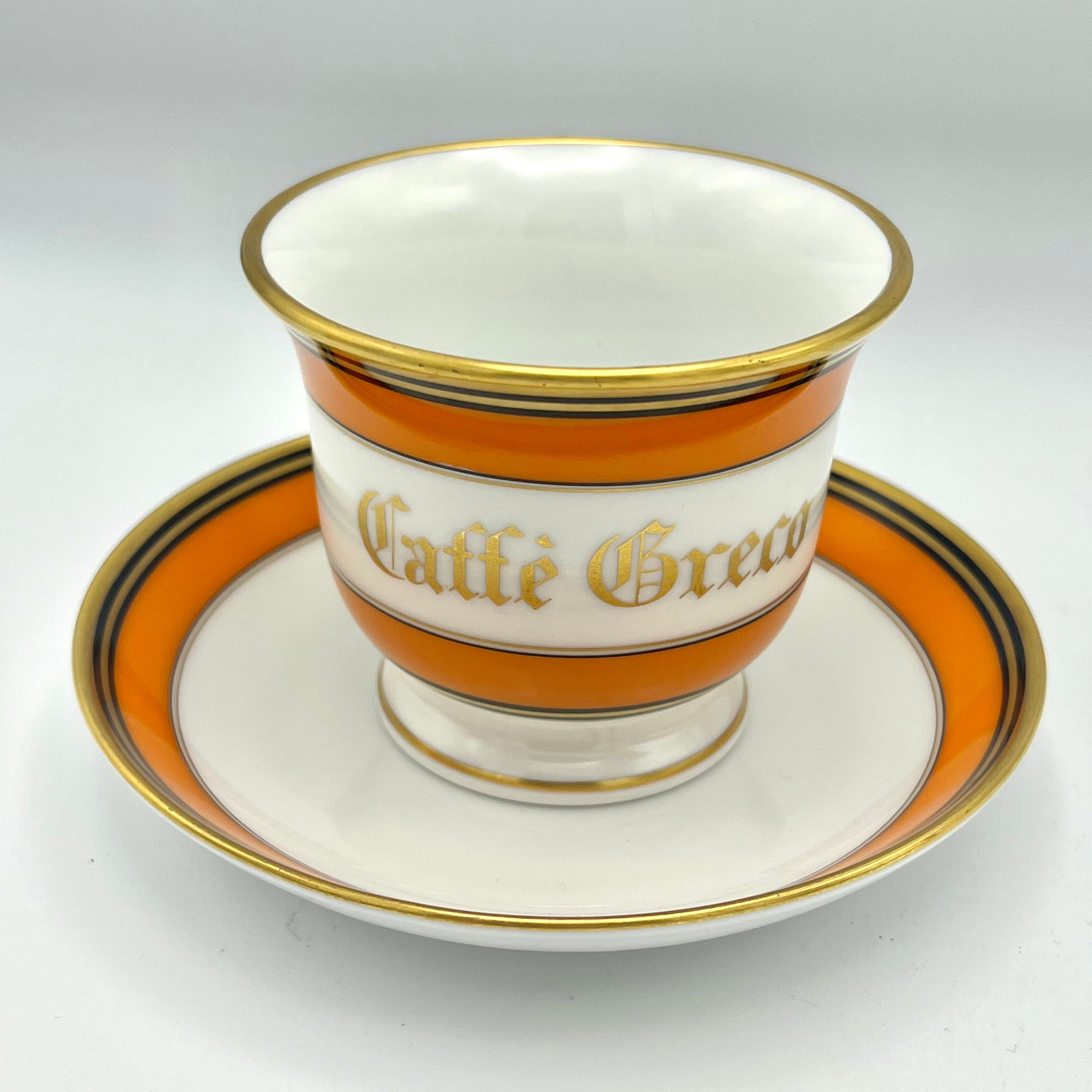 Authentic Vintage Antico Caffè Greco Porcelain Mug & Saucer Rome 