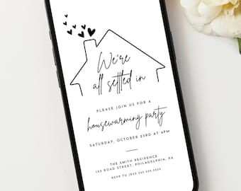 Minimal House Warming Evite Housewarming Invite Digital Mobile Invitation Download Simple Modern Housewarming Party Phone Invite House Party