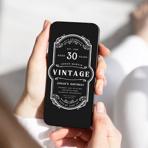 Whiskey Evite Template  Vintage Whiskey Themed Digital Invitation Birthday Party Invitation Instant Download Vintage Whiskey Invite #JACK