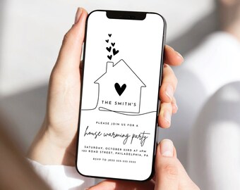 Minimal House Warming Evite Housewarming Invite Digital Mobile Invitation Download Simple Modern Housewarming Party Phone Invite House Party