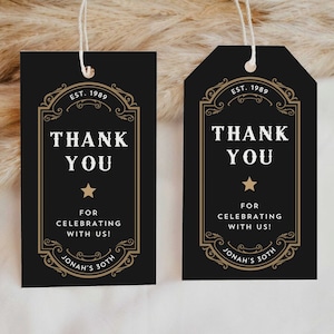 Whisky Birthday Party Favor Tag Whisky Merci Gift Tag Aged To Perfection Favor Tag Anniversaire modifiable Merci Gift Tag #JACK