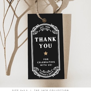 ウイスキーの誕生日パーティーの記念品タグ ウイスキーのサンキューギフトタグ 完璧に熟成された記念品タグ 編集可能な誕生日のサンキューギフトタグ #JACK