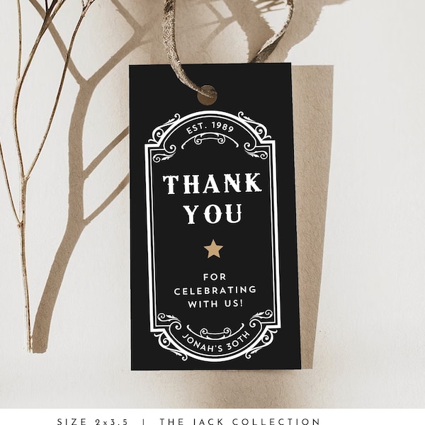 Whiskey Birthday Party Favor Tag Whiskey Thank You Gift Tag Aged To Perfection Favor Tag Editable Birthday Thank You Gift Tag  #JACK