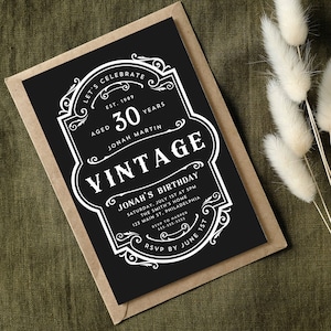 Whiskey Invitation Printable Template Vintage Whiskey Themed Adult Birthday Party Invitation Instant Download Vintage Whiskey Invite #JACK