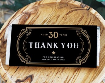 Chocolate Bar Wrapper Vintage Whiskey Candy Bar Favor Label Favor Tag Gold Birthday Party Favor Aged to Perfection Candy Wrapper #JACK
