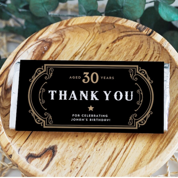 Chocolate Bar Wrapper Vintage Whiskey Candy Bar Favor Label Favor Tag Gold Birthday Party Favor Aged to Perfection Candy Wrapper #JACK