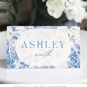 Editable Place Cards Blue Place Cards Wedding Place Cards Name Cards Escort Cards Bridal Shower Place Cards Editable Template #ELLE