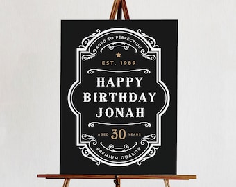 Whiskey Birthday Welcome Sign Template Vintage Whiskey Theme Birthday Party Decorations Whiskey Party Adult Birthday Welcome Sign #JACK