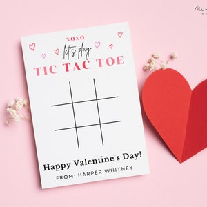 Kinder Valentinskarte Tic Tac Toe Schule Valentinstag Karte druckbare Karte Download Canva XO Tic Tac Toe Klassenzimmer Valentinstagskarte #VDAY