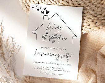Minimalist Housewarming Party Invitation: Modern Black & White (Digital Download)