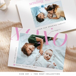 Modelo personalizado de cartão de foto de dia dos namorados da família XOXO Modelo de cartão de foto de família dos namorados Cartão de dia dos namorados Download instantâneo #VDAY