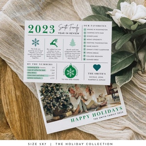 Year In Review Infographic Christmas Card Template 2023 Year In Review Photo Holiday Card Canva Year In Review Template Xmas Card #HOLIDAY