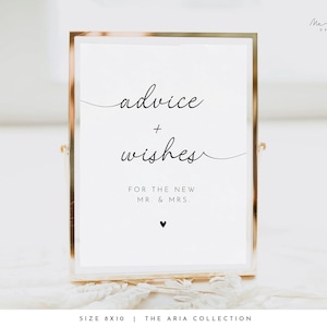 Minimalistische Ratschläge für die Braut Und Bräutigam Kartenvorlage Ratschläge Zeichen Hochzeit Moderne Brautparty Ratschläge Zeichen Gute Wünsche Zeichen DIY #ARIA