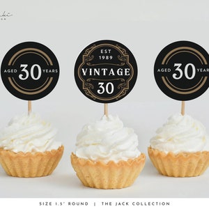 Cupcake Toppers Editable Whiskey Theme Birthday Party Decor Vintage Whiskey Adult Birthday Printable Instant Download Cupcake Topper #JACK