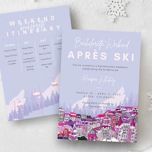 Après Ski Bachelorette Invitation Winter Ski Bachelorette Editable Template Mountain Hen Party Snow Mountain Bachelorette Party #BACH