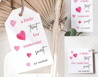 Etiqueta de regalo del día de San Valentín Dulce regalo Plantilla de etiqueta de favor de San Valentín imprimible mínima Escuela editable Etiqueta de regalo de San Valentín Descargar #VDAY