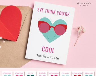 Kids Valentine Card Kids Sunglasses Valentines Glasses Valentines Classroom Valentines Day Printable Card Download School Valentine #VDAY